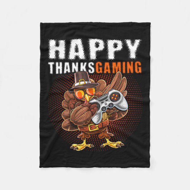 Couverture Polaire Jeu vidéo Thanksgiving Dabbing Turquie Pilgrim Boy (Devant)