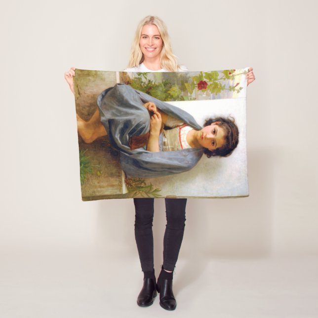 Couverture Polaire Jeune fille au tricot, Bouguereau (En situation)