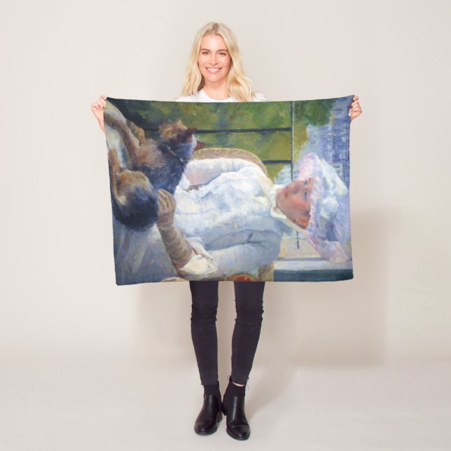 Couverture Polaire Jeune fille et son chien, Mary Cassatt (En situation)