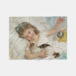 Couverture Polaire Jeune Fille Jouant Avec Son Chat (Munier)