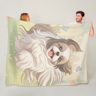 Couverture Polaire Jeune Shih Tzu mignon et heureux courant dans un j