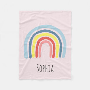 Couverture Polaire Jeunes filles de race rose Whimsical Boho Rainbow 