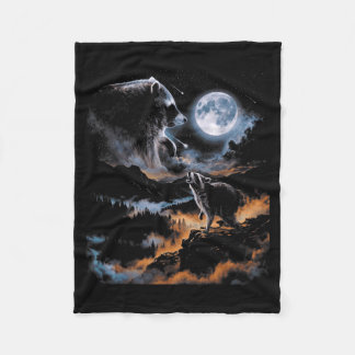 Couverture Polaire Jimothy Raccoon Howling At Moon Night Scene Meme