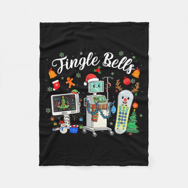 Couverture Polaire Jingle Bells Er Nurse Funny Christmas Tech Nursing (Devant)