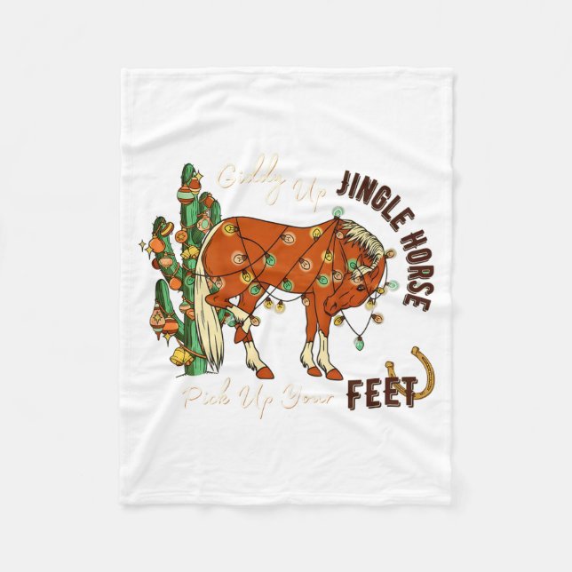 Couverture Polaire Jingle Funny Horse Ck Up Your Feet Cactus Western, (Devant)