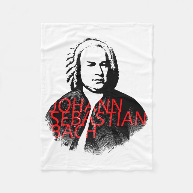 Couverture Polaire Johann Sebastian Bach portrait et lettres rouges (Devant)