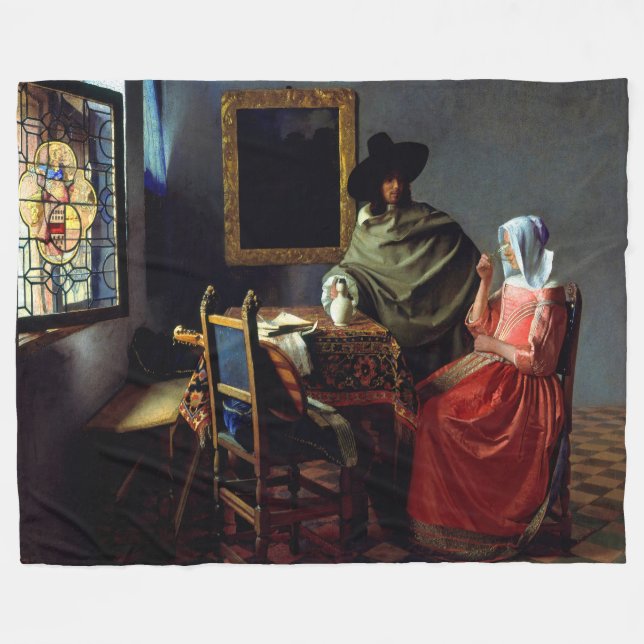 Couverture Polaire Johannes Vermeer - Le verre du vin (Devant (Horizontal))