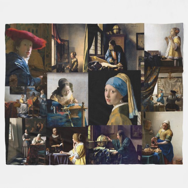Couverture Polaire Johannes Vermeer - Patchwork de chefs-d'oeuvre (Devant (Horizontal))