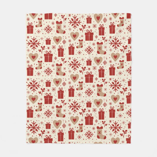 Couverture Polaire Joie de Noël scandinave (Devant)