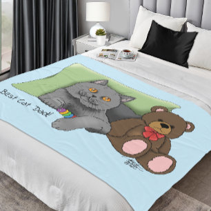 Couverture Polaire Joli Bleu Mignon Gris Meilleur Papa Chat Fête des