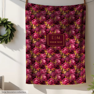 Couverture Polaire Joli Blush Magenta Or Floral Aquarelle Boho
