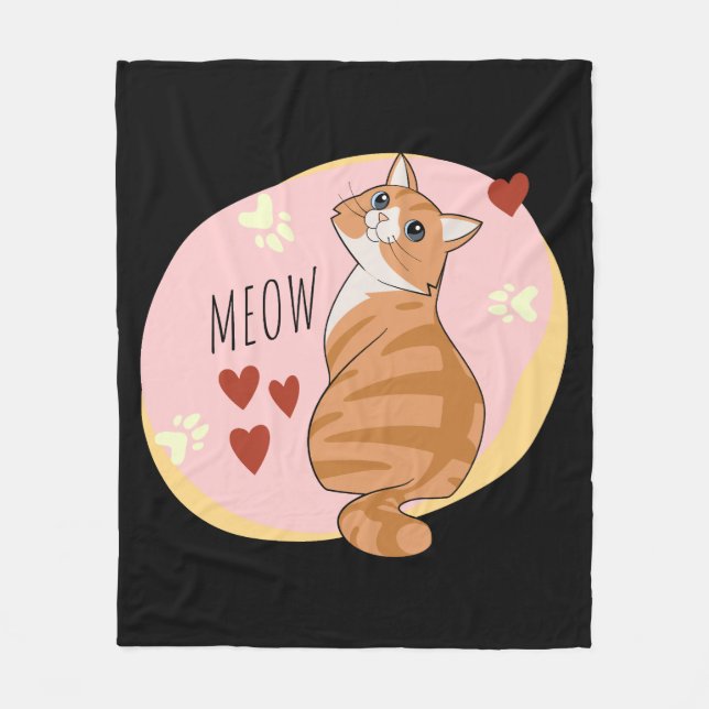 Couverture Polaire Joli chat orange (Devant)