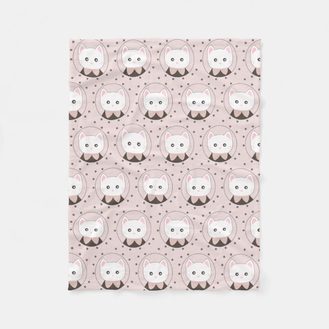 Couverture Polaire Joli chat visage rose Motif nu (Devant)