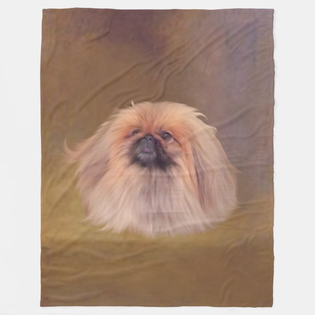 Couverture Polaire Joli chien Pékinois (Devant)