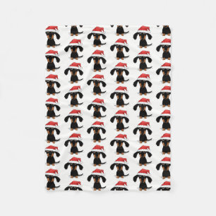 Couverture Polaire Joli chien teckel Père Noël motif de Noël