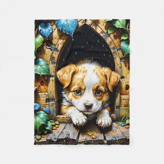 Couverture Polaire Joli Chiot adorable (Devant)