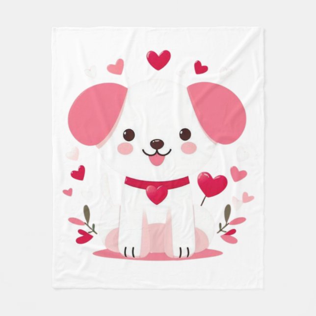 Couverture Polaire Joli chiot capricieux de la Saint-Valentin (Devant)