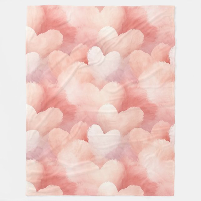 Couverture Polaire Joli Coeur rose (Devant)