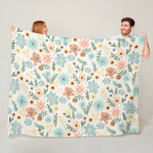Couverture Polaire Joli design d'emballage floral coloré blanc un peu