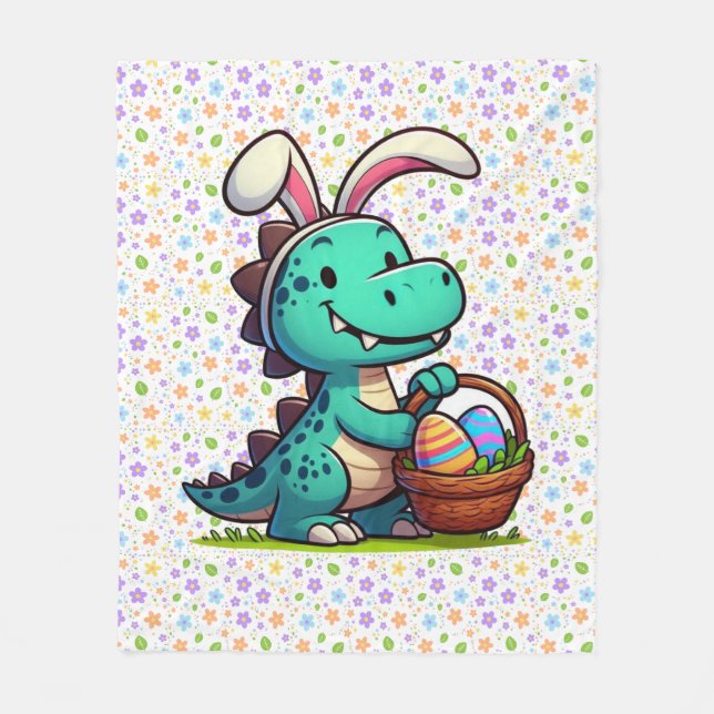 Couverture Polaire Joli dinosaure lapin de Pâques (Devant)