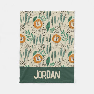 Couverture Polaire Joli Doodle Lion Jungle Rainforest Motif