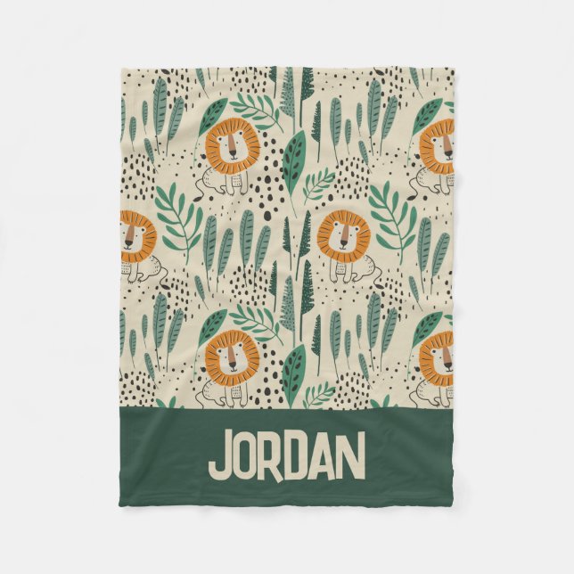 Couverture Polaire Joli Doodle Lion Jungle Rainforest Motif (Devant)