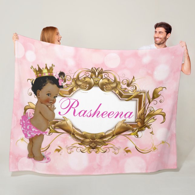 Couverture Polaire Joli en rose princesse africaine rose et or (En situation)