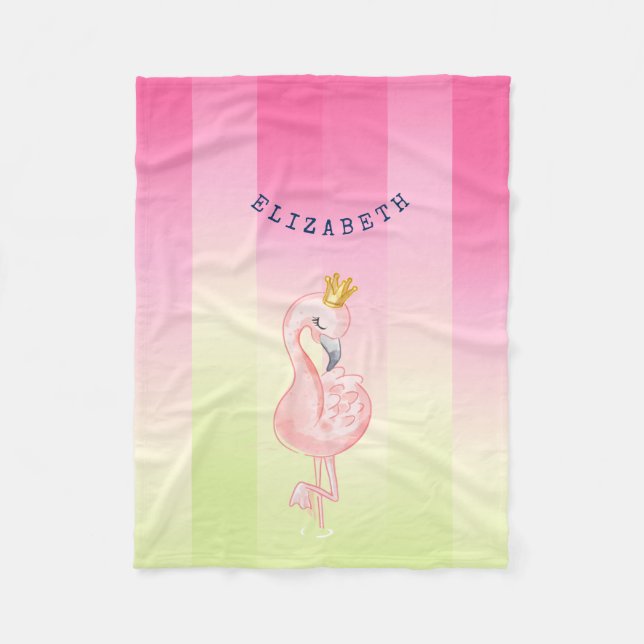 Couverture Polaire Joli flamant rose ombré rayé     (Devant)