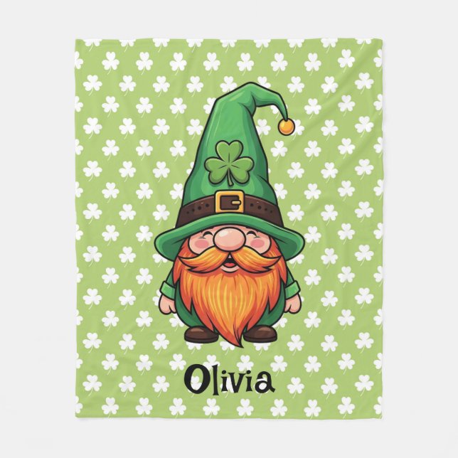 Couverture Polaire Joli Gnome Chanceux de la Saint-Patrick  (Devant)