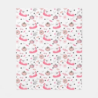Couverture Polaire Joli Halloween Tropical – Fantômes & Flamant Rose