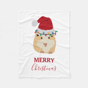 Couverture Polaire Joli Hamster de Noël Funny Animal Santa Hat