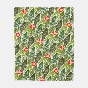 Couverture Polaire Joli Hippie Super Rouge Vert marguerite Motif Flor