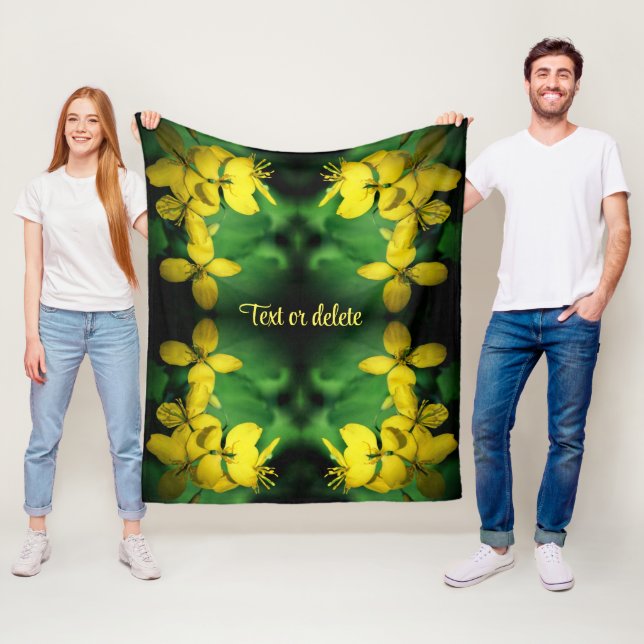 Couverture Polaire Joli Jaune Fleurs sauvages Abstrait Personnalisé (En situation)