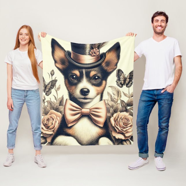Couverture Polaire Joli Jouet Vintage Fox Terrier (En situation)