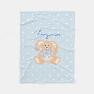 Couverture Polaire Joli lapin Lapin Pastel Blue Pois Enfants