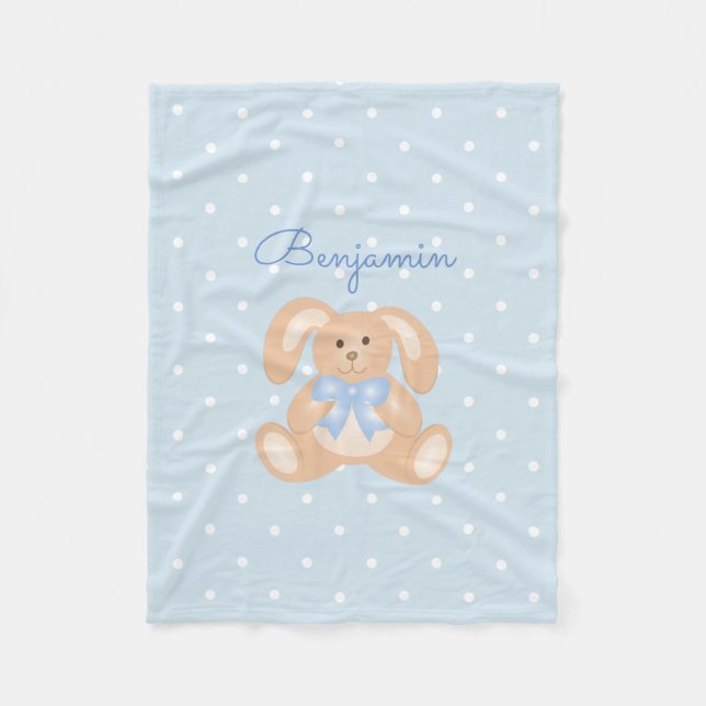 Couverture Polaire Joli lapin Lapin Pastel Blue Pois Enfants (Devant)