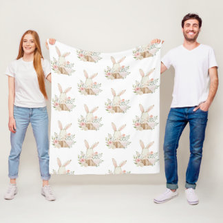 Couverture Polaire Joli lapin Lapin Pastel Rose