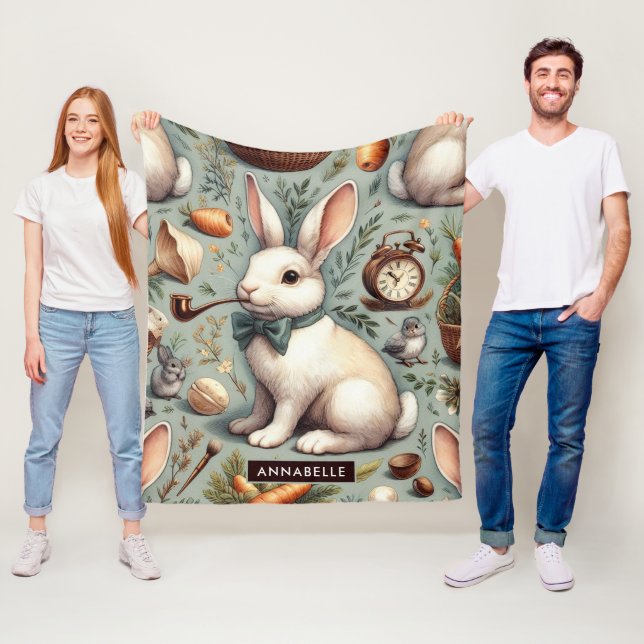 Couverture Polaire Joli lapin Vintage (En situation)