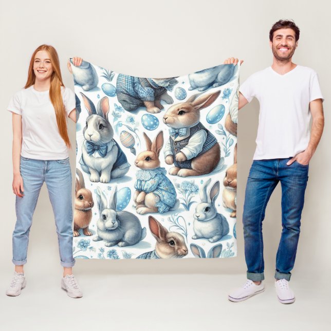 Couverture Polaire Joli lapin Vintage sans couture (En situation)