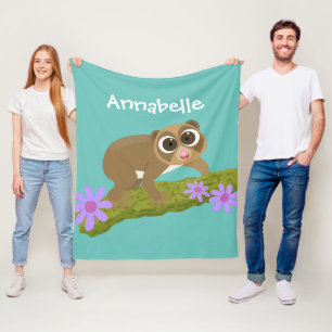 Couverture Polaire Joli lenteur loris sur dessin de branche