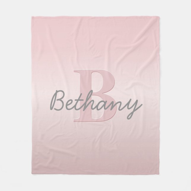 Couverture Polaire Joli Monogramme rose personnalisable et votre nom  (Devant)