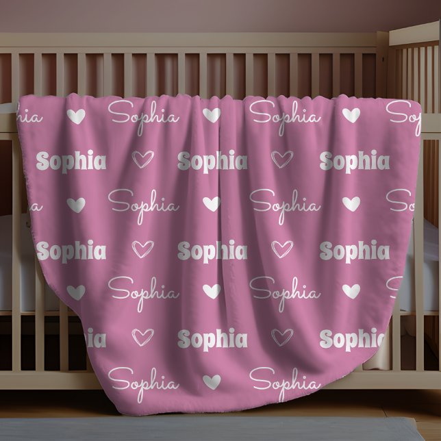 Couverture Polaire Joli monogramme violet répétitif de nom féminin (Créateur téléchargé)