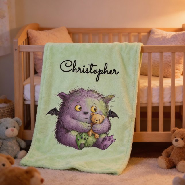 Couverture Polaire Joli Monstre Buddies Violet Vert Fluffy (Créateur téléchargé)