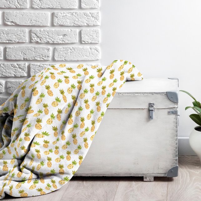 Couverture Polaire Joli Motif d'ananas en aquarelle tropicale (Pineapple Pattern Fleece Blanket)