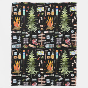 Couverture Polaire Joli motif de camping   Illustrations aquarelles