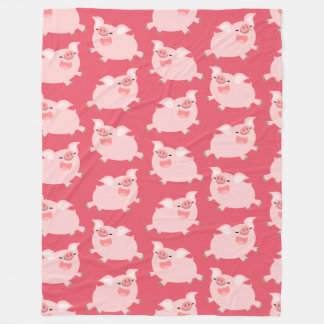 Couverture Polaire Joli Motif de cochons de dessin joyeux