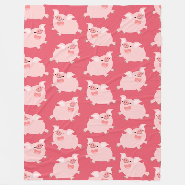 Couverture Polaire Joli Motif de cochons de dessin joyeux (Devant)