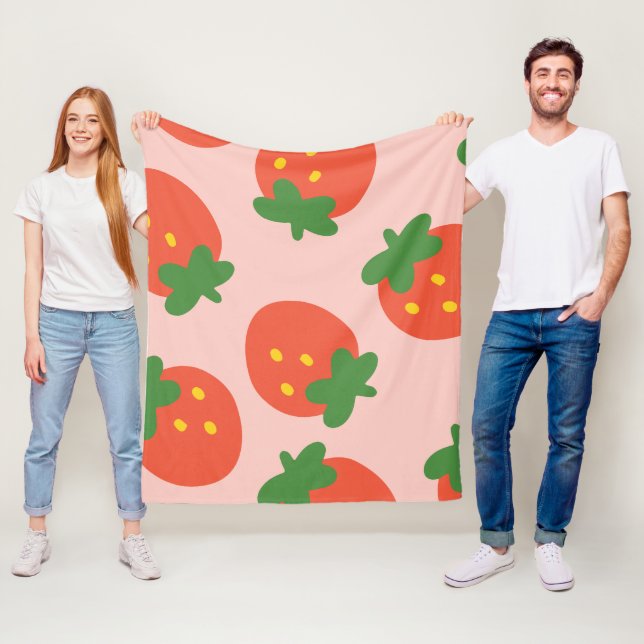 Couverture Polaire Joli motif de fraise (En situation)