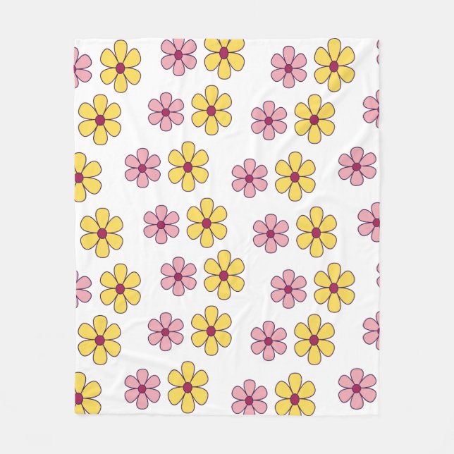 Couverture Polaire Joli motif de grandes fleurs (Devant)