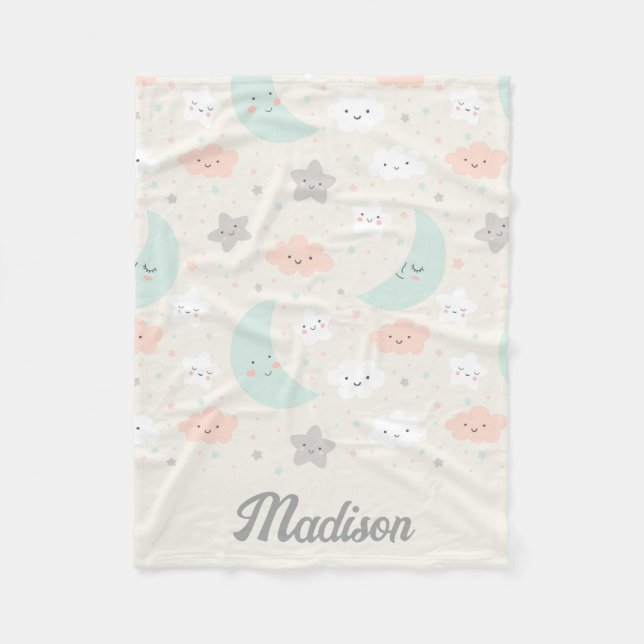 Couverture Polaire Joli Motif Pastel Sky souriant (Devant)